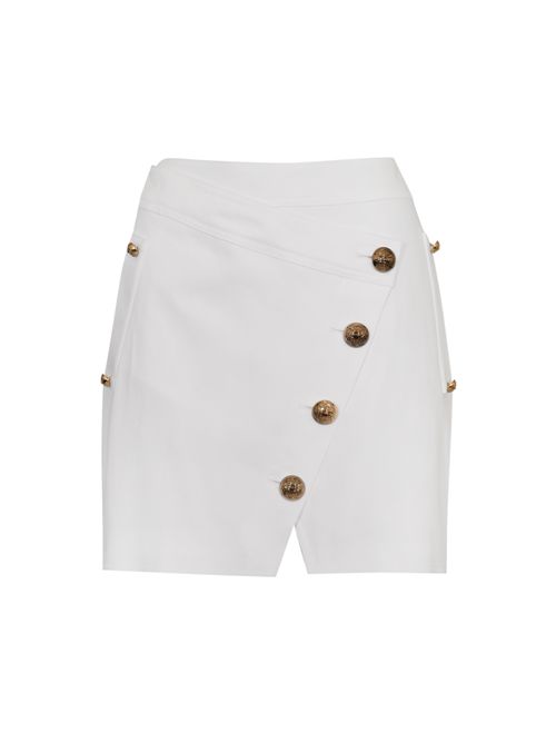 Minigonna in gabardina di cotone con bottoni gioiello Avorio Elisabetta Franchi | GO14161E2360